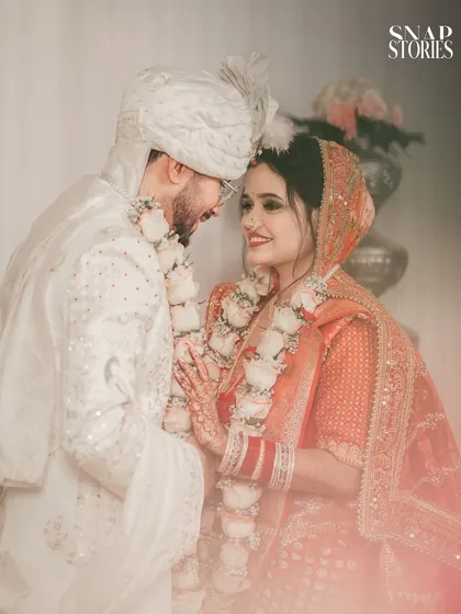 A soft and romantic portrait of a couple, with a dreamy, hazy effect. We use creative techniques to add an artistic touch to your wedding photos.