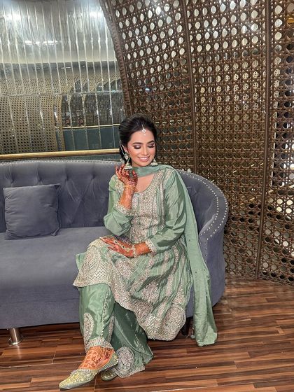 A fresh and pretty look for a Mehndi ceremony. I kept the makeup light and radiant to match the daytime event and her lovely green suit.
