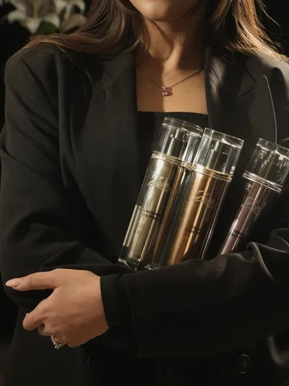 Luxury in every drop. I'm holding a collection of my face washes, each crafted with precision and quality ingredients to deliver the best results for your skin.
