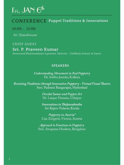 A duplicate of the conference schedule for the 2023 International Puppet Festival.