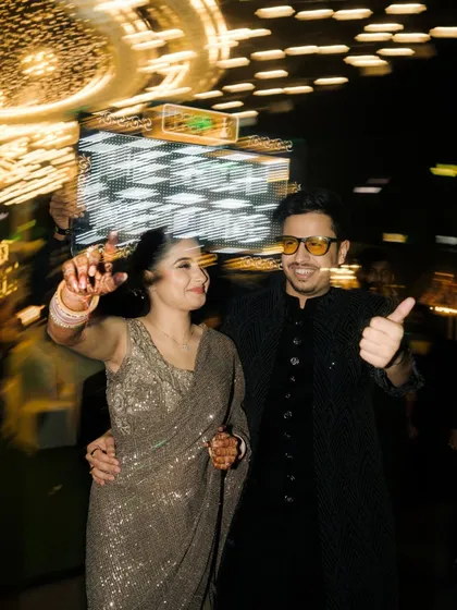Engagements are a celebration! I capture the high-energy, fun moments just as much as the quiet, romantic ones. This shot of Richa and Chandresh is full of life and shows the pure joy of the party.