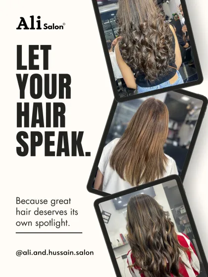 Let your hair speak for itself. This graphic showcases three different stunning looks, from bouncy curls to sleek, straight hair, proving that great hair deserves its own spotlight.