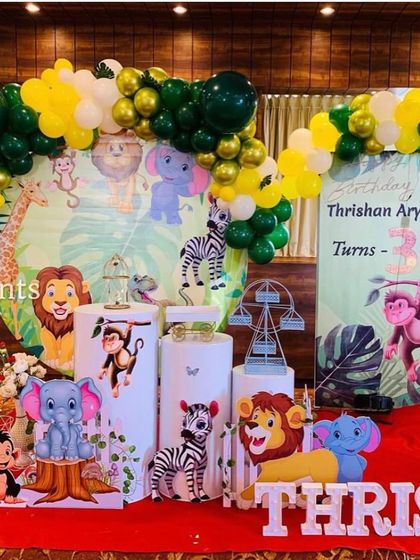 A bright and cheerful jungle theme for a 3rd birthday party.