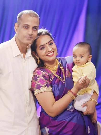 This family chose traditional South Indian attire for their baby's first birthday portrait. I love documenting these important cultural moments and family traditions in my studio.