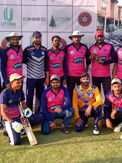 A team photo from the Uttam Builders corporate match. It’s great to see the team spirit and competition on my ground.