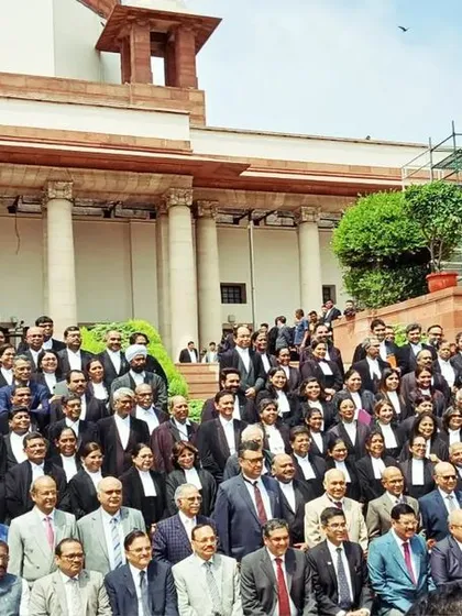 A group photograph with my esteemed colleagues at the Supreme Court of India. Being part of this institution means upholding its integrity, which includes finding efficient solutions like mediation and settlement to reduce the burden on the justice system and deliver faster outcomes for litigants.