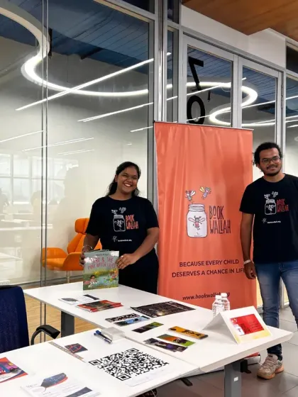 Our core team members at the Saathi NGO Mela, bringing the Bookwallah spirit to life and inviting others to join the magic.