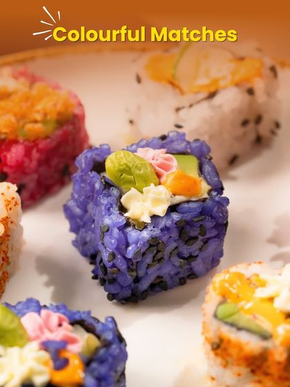 My colourful sushi rolls are the 'Colourful Matches' for your Diwali celebration.