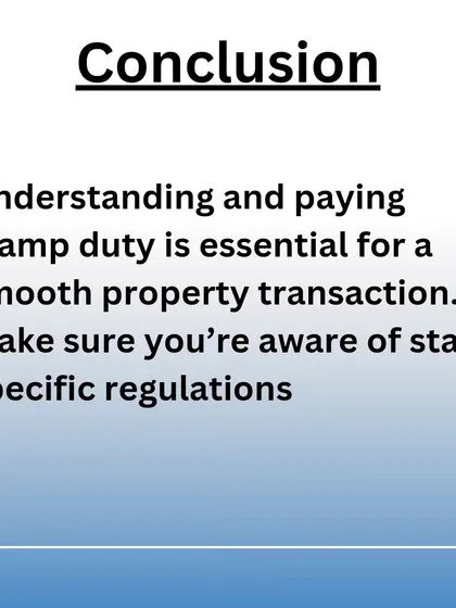 To ensure a smooth and legally compliant property transaction, it is essential to understand and pay the correct stamp duty. Always be aware of the specific regulations in the state where you are buying property.