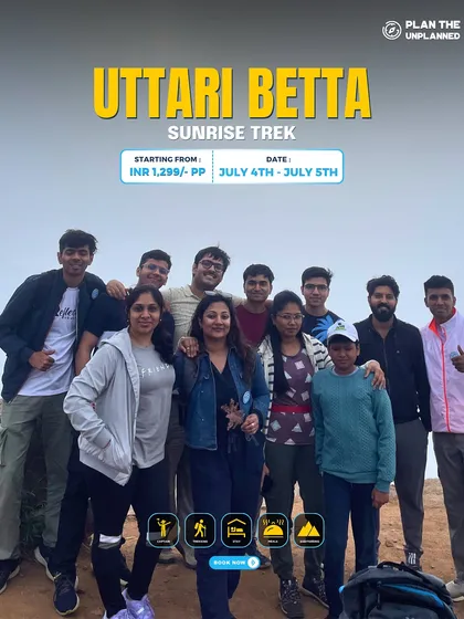 A group of friends on the Uttari Betta sunrise trek.