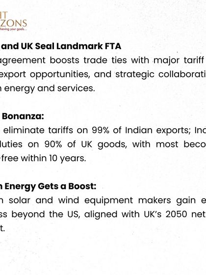 Our bulletin covers the historic Free Trade Agreement (FTA) between India and the UK. We break down the tariff cuts, sectoral benefits, and the expected trade boom, keeping you informed on major policy shifts.
