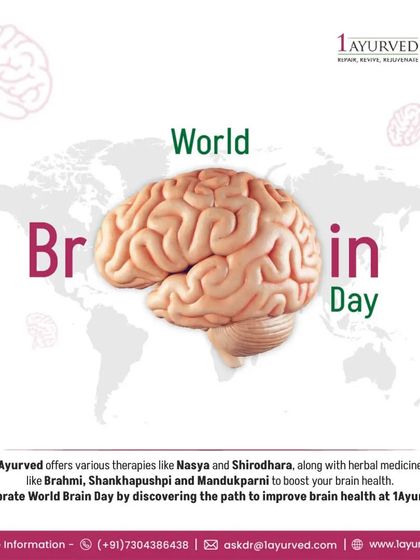 On World Brain Day, we highlight our holistic solutions for brain health. We offer therapies like Nasya and Shirodhara, along with powerful herbal medicines such as Brahmi and Shankhapushpi, to boost cognitive function, improve memory, and protect the brain.