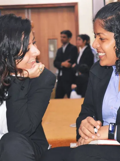 A candid conversation with a friend during a law school event. The connections and friendships I made during my legal education are an invaluable part of my journey.