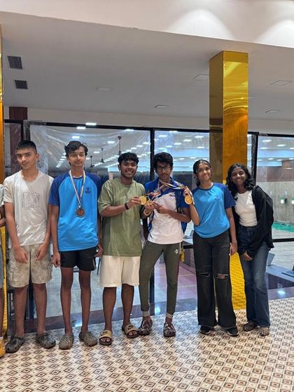 Our shooters from the 0832 Open Championship in Goa, celebrating their silver and bronze medal wins.