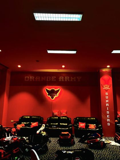 A look inside the Sunrisers Hyderabad "Orange Army" dressing room. This is the inner sanctum where the team prepares, strategizes, and bonds.