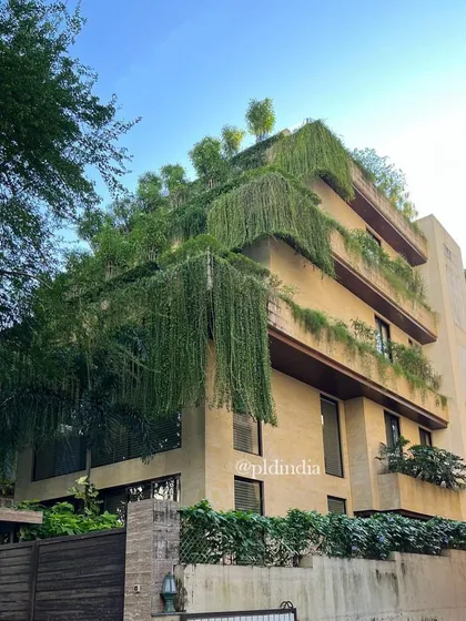 For this family home in Bandra, we created a living facade where greenery spills over each level. This approach to balcony greening turns the building into a vertical garden, offering residents a private natural oasis while softening the building's presence in the neighborhood.