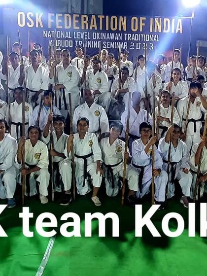 Our OSK team in Kolkata after a successful National Level Okinawan Traditional Kobudo Training Seminar in 2023. We conduct seminars across the country.