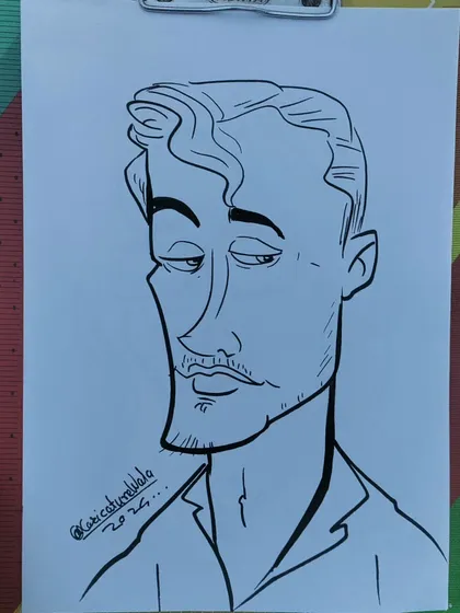 Back to sketching. A caricature of a man with a more serious and stylish look.