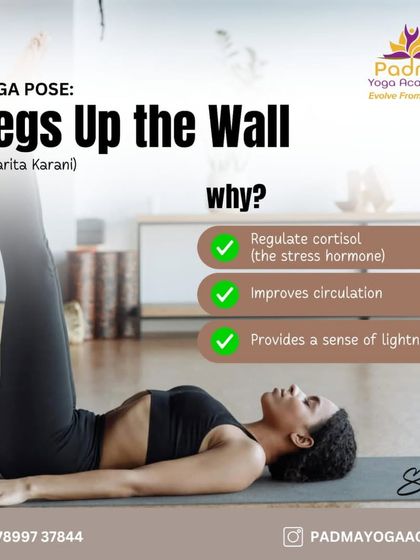 The Legs Up the Wall pose (Viparita Karani) is a simple inversion that helps regulate cortisol, improve circulation, and provides a sense of lightness.