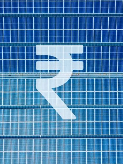 This image, with the rupee symbol overlaid on solar panels, represents the powerful connection between solar energy and financial savings. We are revolutionizing how businesses think about energy costs.