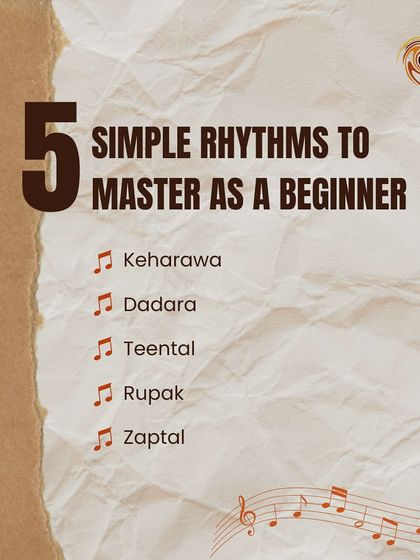Here are 5 simple rhythms, or taals, for a beginner to master, including Keharwa, Dadra, and Teental.