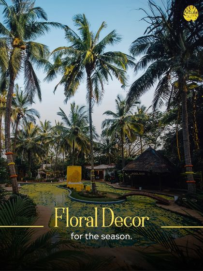 Our poolside area decorated with marigold petals offers a stunning and colorful setting for a haldi or mehendi ceremony, embracing seasonal floral decor.