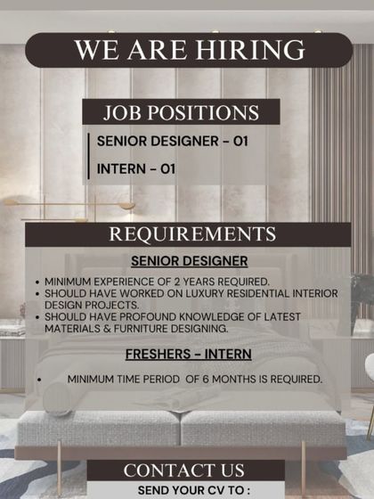 Flyp Designs in New Delhi is hiring a Senior Designer with 2 years of experience in luxury residential projects and a fresher intern for a 6-month period.