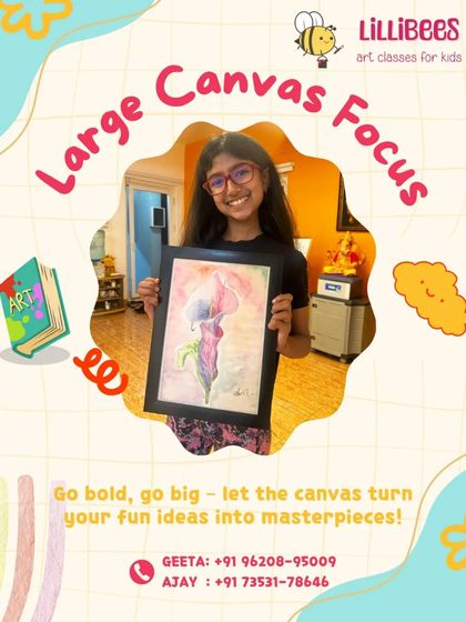 Go bold, go big. We encourage our students to work on large canvases to turn their fun ideas into true masterpieces.