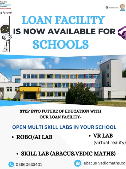 We are now offering a loan facility for schools to set up their own multi-skill labs. This initiative helps schools step into the future of education by establishing Robo/AI, VR, and Abacus/Vedic Maths labs.