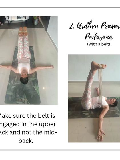 Urdhva Prasarita Padasana with a belt is a fantastic restorative pose. The belt helps to support the legs and provides a gentle stretch for the hamstrings while you relax.