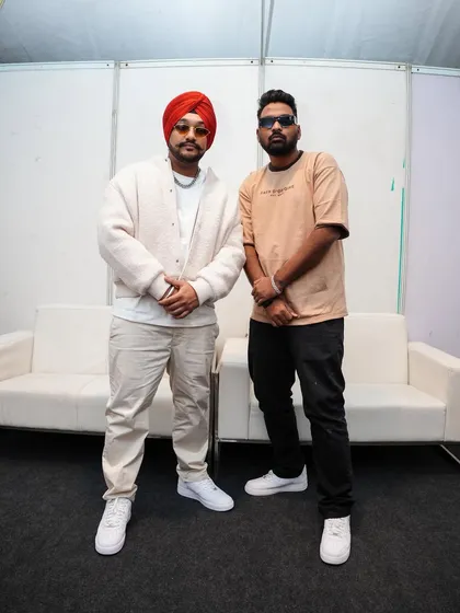 Backstage with Riar Saab before our Zomaland set. We're always ready to bring the energy, whether in Mumbai or Delhi.