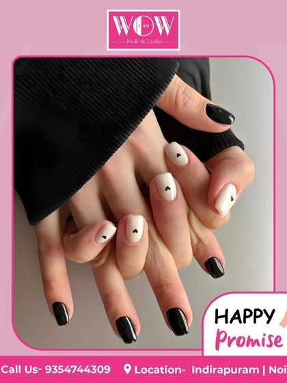 A chic and modern design for Promise Day. This look features a classic black and white combination with minimalist heart details for a touch of romance.