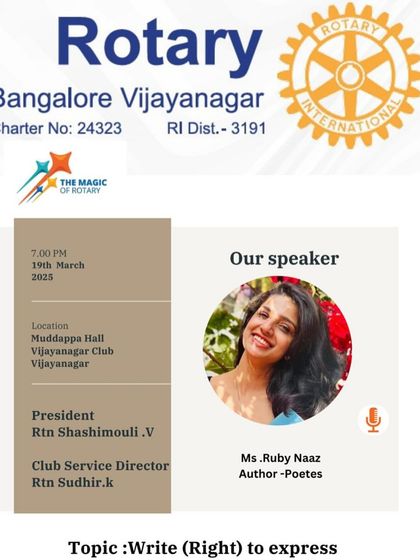 I was honored to be invited as a speaker for the Rotary Club of Bangalore, Vijayanagar. My talk focused on the topic 'Write (Right) to Express', exploring how writing can be a powerful tool for personal and professional growth.
