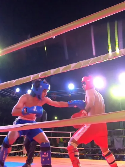 A clean jab lands for our fighter, showcasing sharp boxing skills.