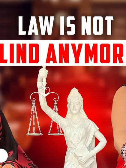 The title card for my podcast episode with Anu Talks, titled "Law Is Not Blind Anymore!". We had an in-depth conversation about the realities of the Indian legal system.