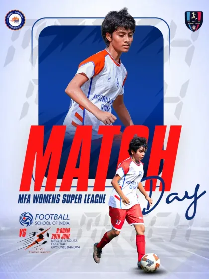 A matchday poster for the MFA Women's Super League, showcasing our players ready for the challenge.