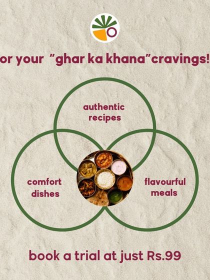 Book a trial for just ₹99 and experience the true essence of home-cooked meals. This graphic explains my core promise of authentic recipes, comfort dishes, and flavorful meals.