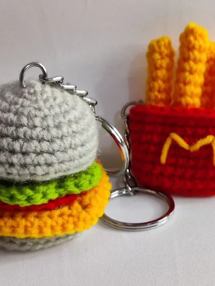 For the fast-food lover, a set of burger and fries keychains.