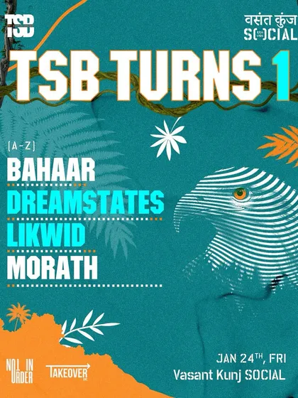 The poster for The Studio Bakers' first birthday party at Vasant Kunj Social. A family celebration.