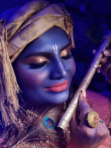 Wishing you all a very Happy Janmashtami. My team and I created this artistic Krishna-inspired look on my talented artist, Anjali.