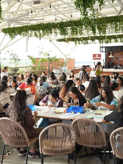 A wide view of our workshop with Meesho, showing the scale and engagement of the event. We are equipped to handle large corporate gatherings.