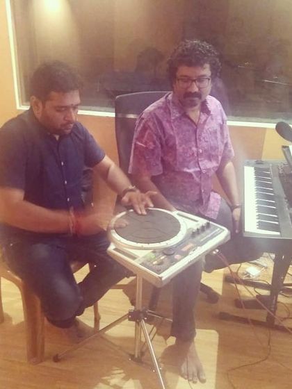 Our talented musicians collaborating in the studio to create the perfect soundtrack for our puppets to dance to.