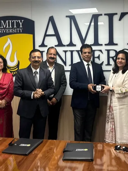 With the leadership team of Amity University after signing our landmark MoU. This partnership is a strategic step towards the holistic development of our athletes.