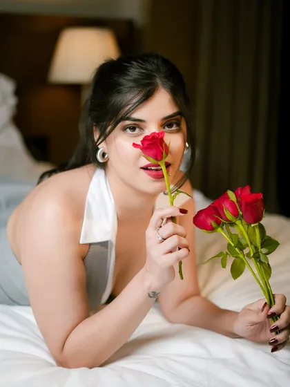 A duplicate of a previous image, showcasing the romantic and playful nature of the photoshoot with Parul Mundra.