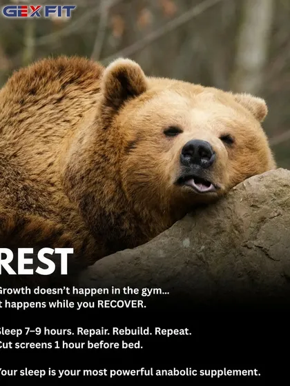 Growth happens during recovery, not during training. Quality sleep of 7-9 hours is your most powerful anabolic tool, essential for hormone regulation and tissue repair.