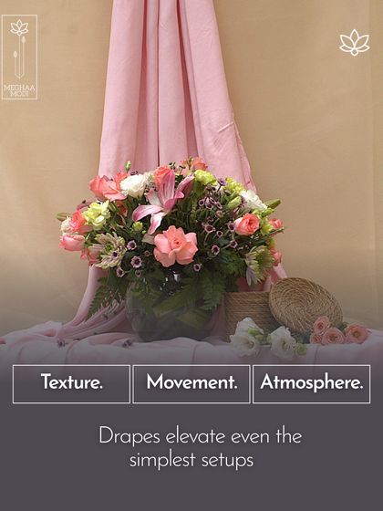 Drapes can elevate even the simplest setups by adding texture, movement, and atmosphere. This is an advanced styling technique I teach for creating memorable scenes.