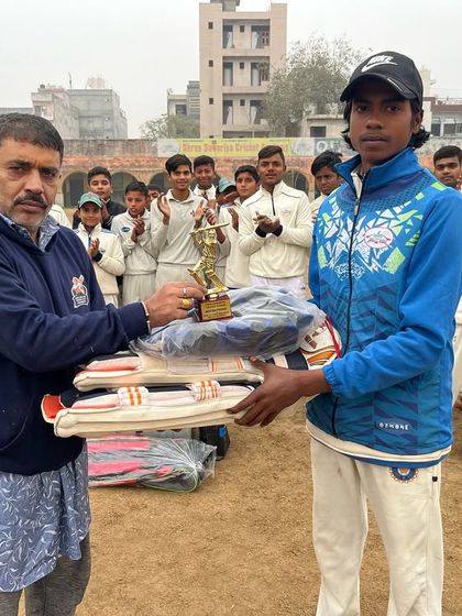 Ajay, the Best Batsman of the series, after scoring 400 runs in 5 innings.