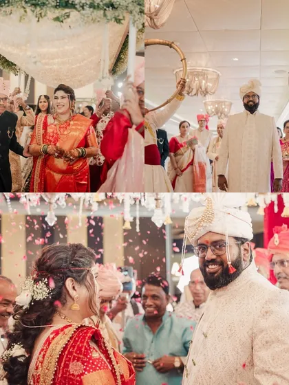 From the bride's entry to the final blessings, we orchestrate the flow of the entire ceremony. This collage shows the vibrant and joyous atmosphere of a traditional wedding.