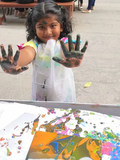 This is what pure, messy joy looks like. My workshops are a space to let go of perfection and just have fun with paint, no matter your age or experience level.