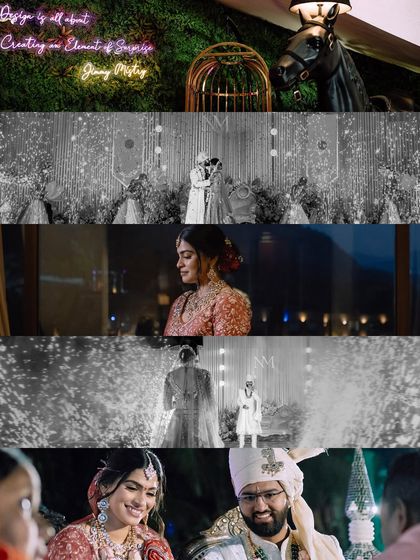A collage of moments from a destination wedding at Della Resorts. This shows how we capture everything from the decor details and candid smiles to the grand stage moments, creating a complete visual story of the event.